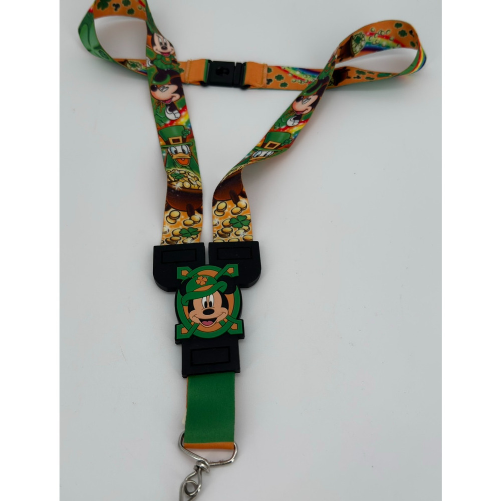 New Disney St. Patrick’s Day Minnie & Mickey Lanyard ID Holder Reversible